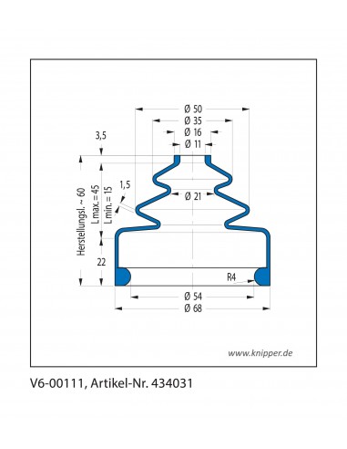 Protection Bellow V6-00111 Freudenberg ehemals CFW und Simrit Simrit V6-standard range
