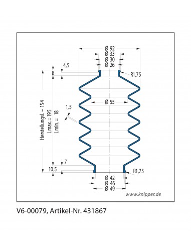 Protection Bellow V6-00079 Freudenberg ehemals CFW und Simrit Simrit V6-standard range