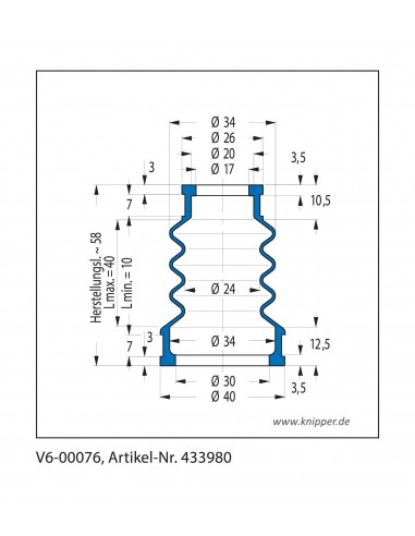 Soufflet V6-00076 Freudenberg ehemals CFW und Simrit Soufflets Simrit V6-programme standard