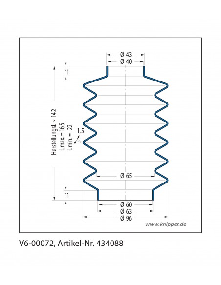 Vouwbalg V6-00072 CFW Simrit Simrit V6-standaard programma