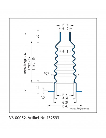 Vouwbalg V6-00052 CFW Simrit Simrit V6-standaard programma