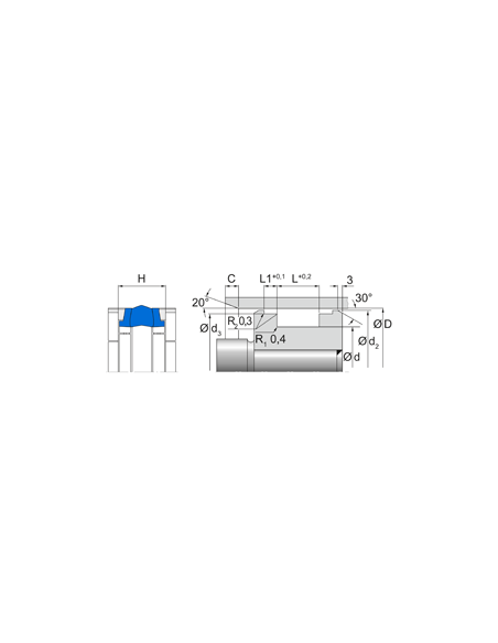 Kolbendichtung L43  80,0 x 62,0 x 22,5 mm FST ( Freudenberg, Simrit, Merkel, CFW ) Zuigerafdichtingen