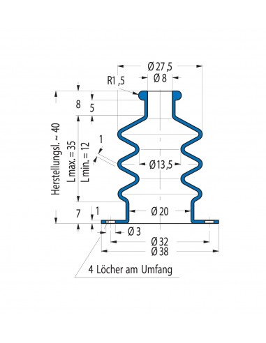 Soffietto V6-00307 Freudenberg ehemals CFW und Simrit Simrit V6-programma standard v