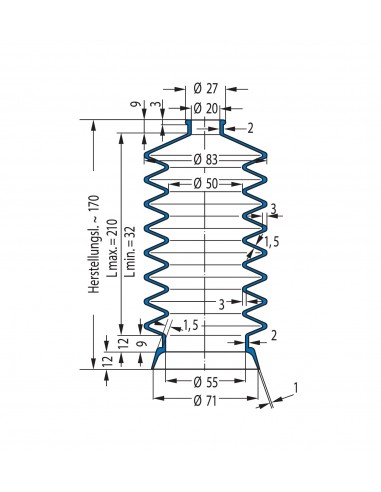 Soffietto V6-00199 Freudenberg ehemals CFW und Simrit Simrit V6-programma standard v