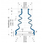 Soufflet V6-00716 Freudenberg ehemals CFW und Simrit Soufflets Simrit V6-programme standard